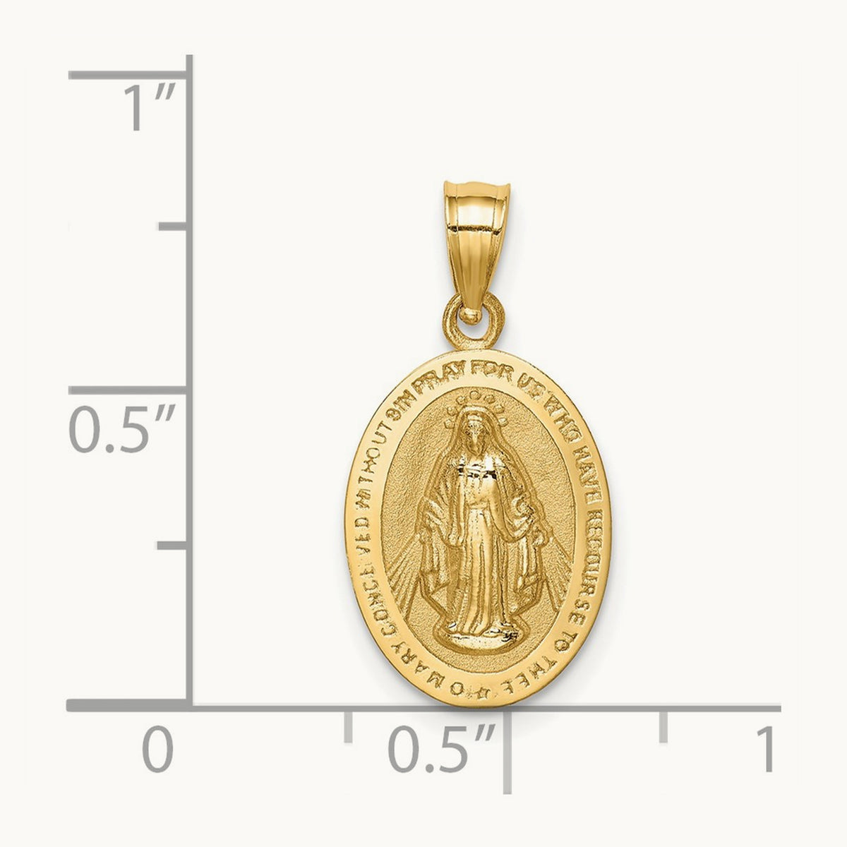 Polished Miraculous Medal Pendant — 14K Yellow Gold