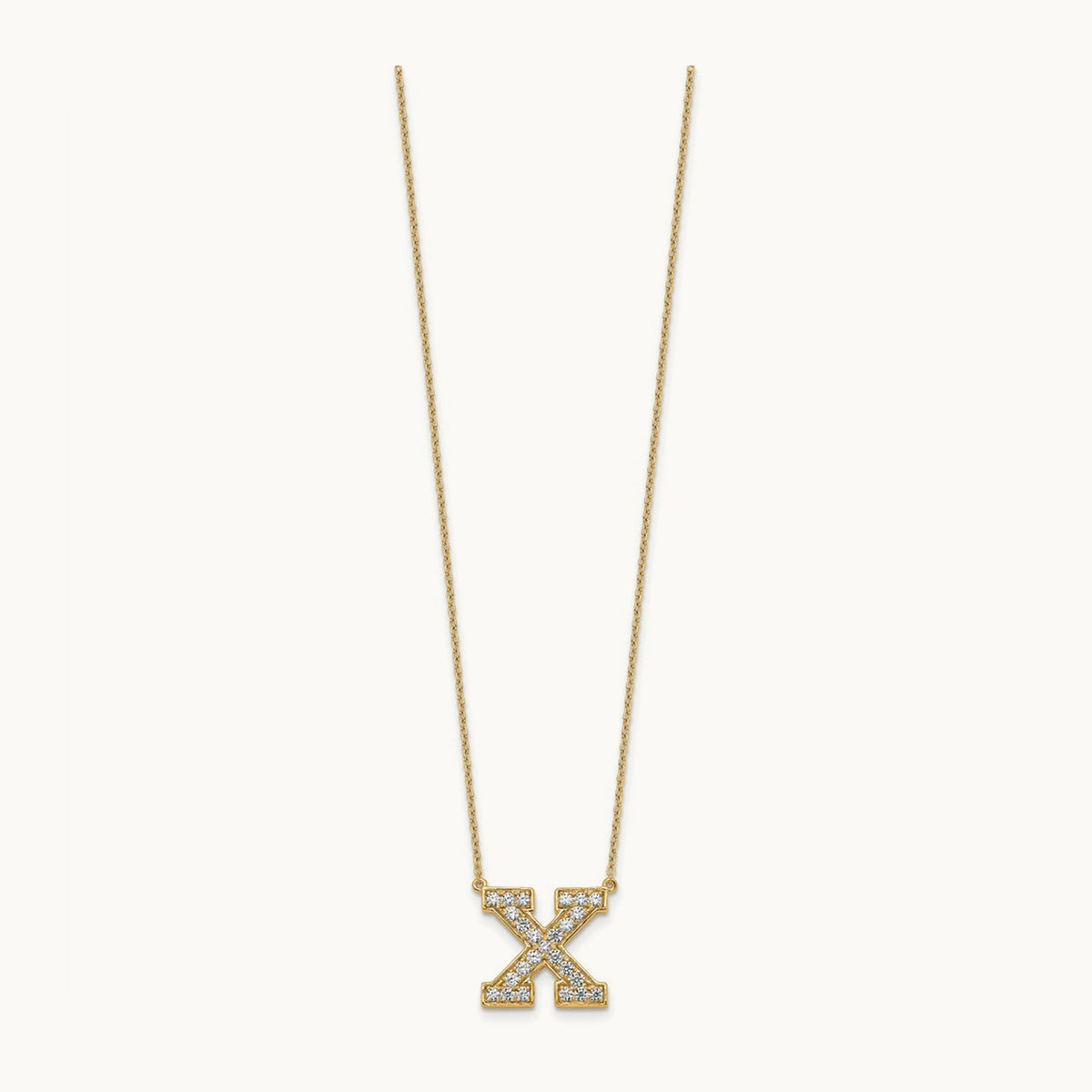 Initial Necklace — 14K Yellow Gold, X, 1/2 ct