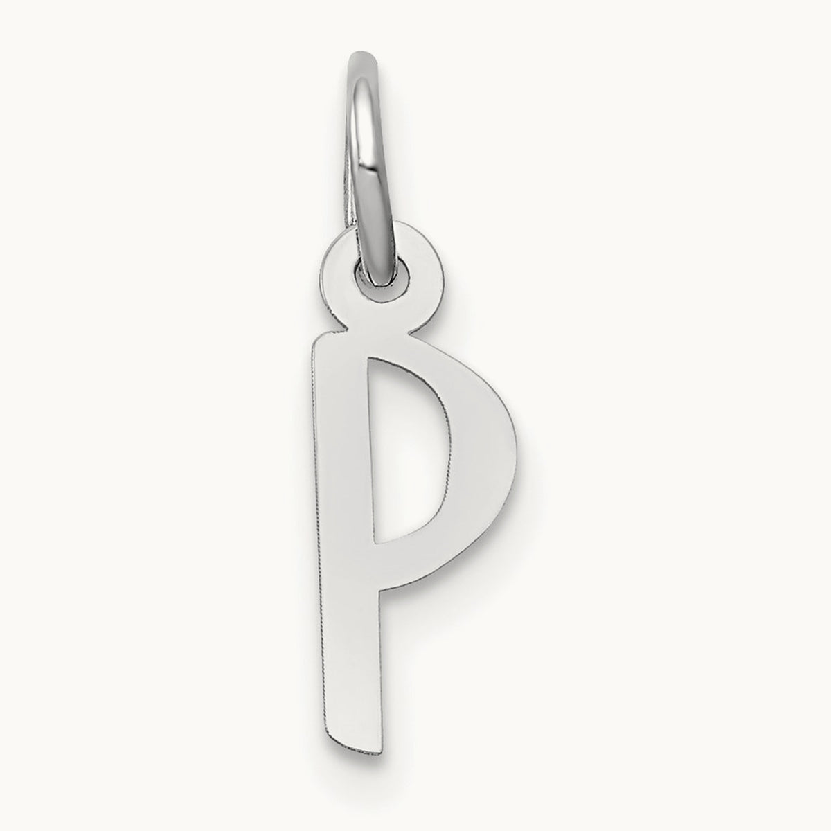 Small Slanted Block Initial Charm — 14K White Gold, P