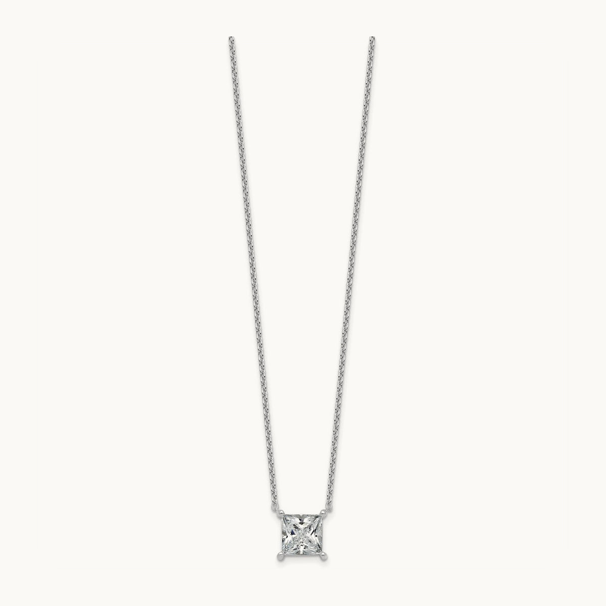 Princess Pendant Necklace, 0.25-4.00 ct tw Lab-Grown Diamond — 3 1/2 ct, 14K White Gold