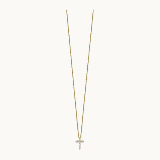 Diamond Cross 18 inch Necklace, 14K