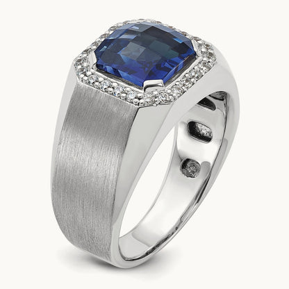 Men's Cr. Sapphire and Diamond Complete Ring — IBGoodman — photo set