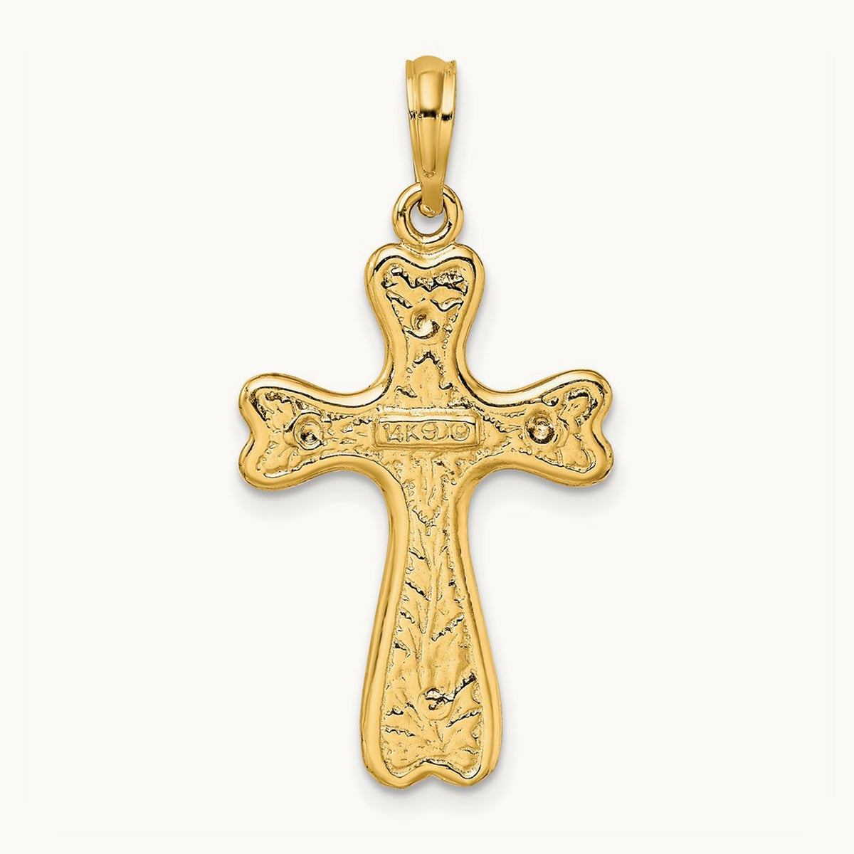 Cross w/ Heart Shaped Ends Charm, 14K
