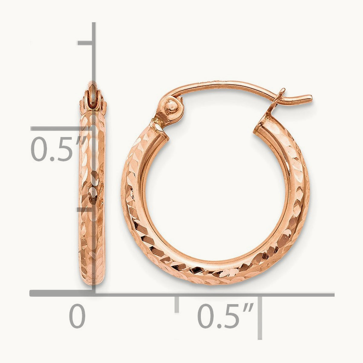 Lightweight Diamond-cut Hoop Earrings — 15mm