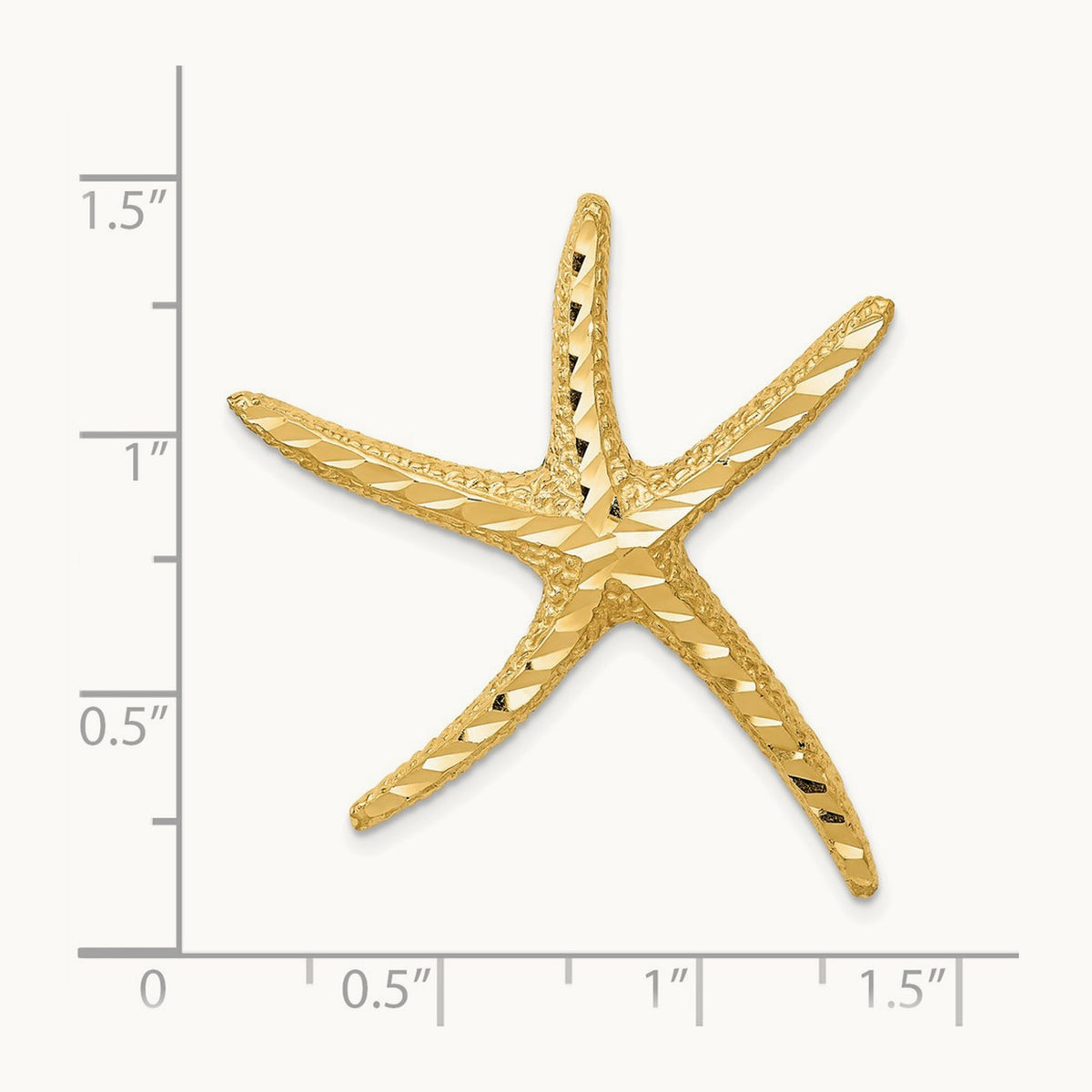 Textured Diamond-cut Starfish Slide, 14K
