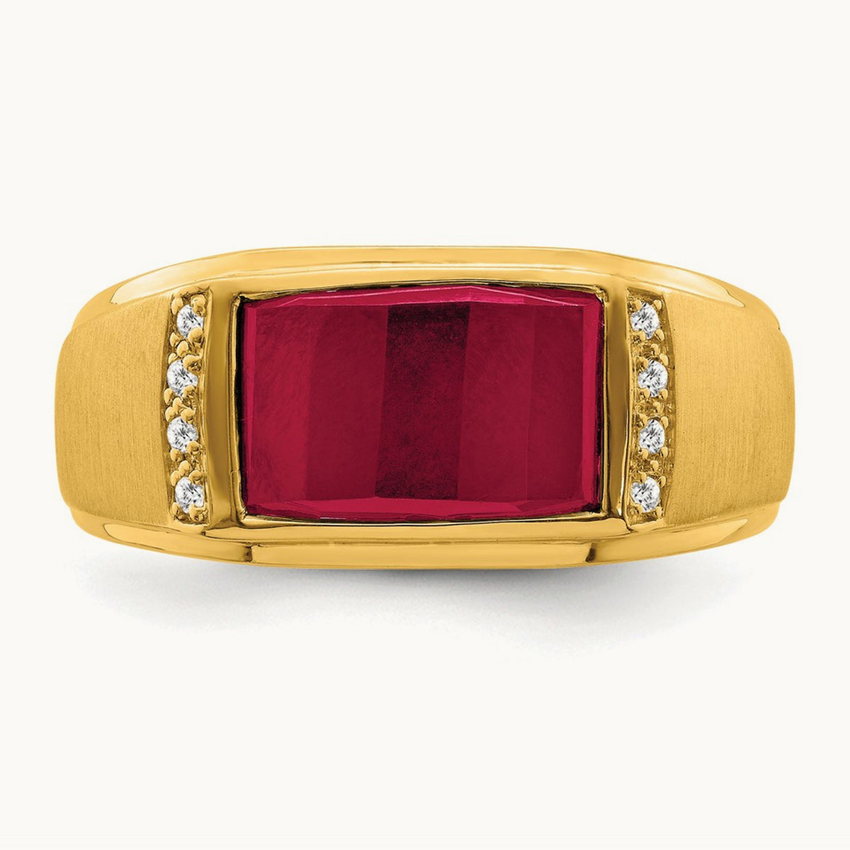 Created Ruby and Diamond Mens Ring, 14K