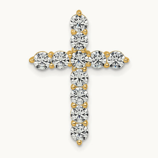 Cross Chain Slide Pendant, 2.00 ct tw Lab-Grown Diamond — 14K Yellow Gold