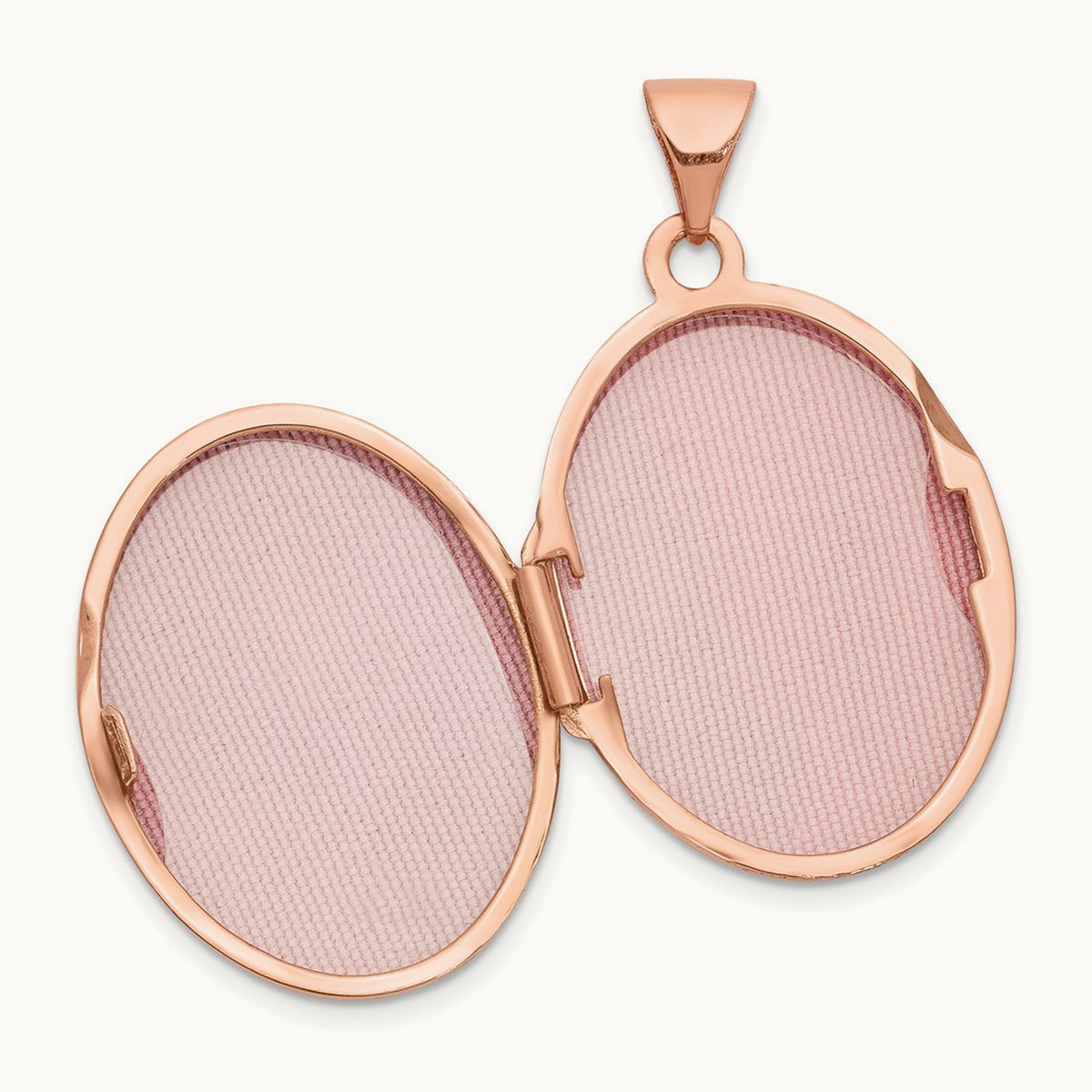 Heart Design Border Oval Locket, 21mm, 14K Rose Gold