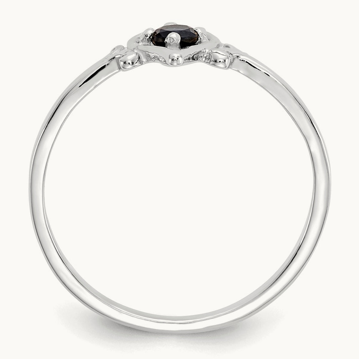 Sapphire Birthstone Heart Ring — 14K White Gold, 7