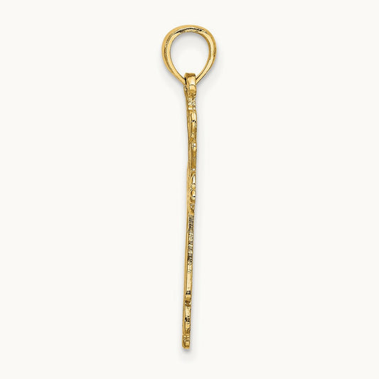 Cross Cut-Out w/ Heart Ends Charm, 14K
