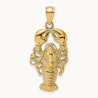Textured Maine Lobster Charm, 14K