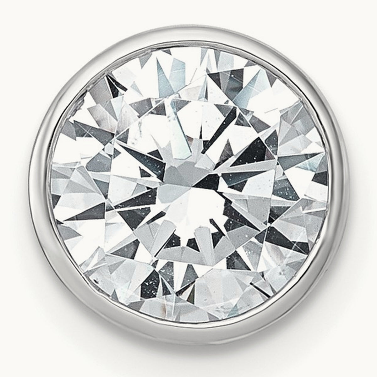 Round Bezel Set Chain Slide Pendant, 0.25-3.00 ct tw Lab-Grown Diamond — 2 1/2 ct, 14K White Gold