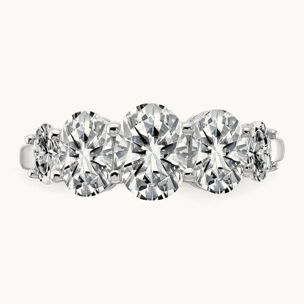 5 Stone Band, 3.50 ct tw Lab-Grown Diamond — 14K White Gold
