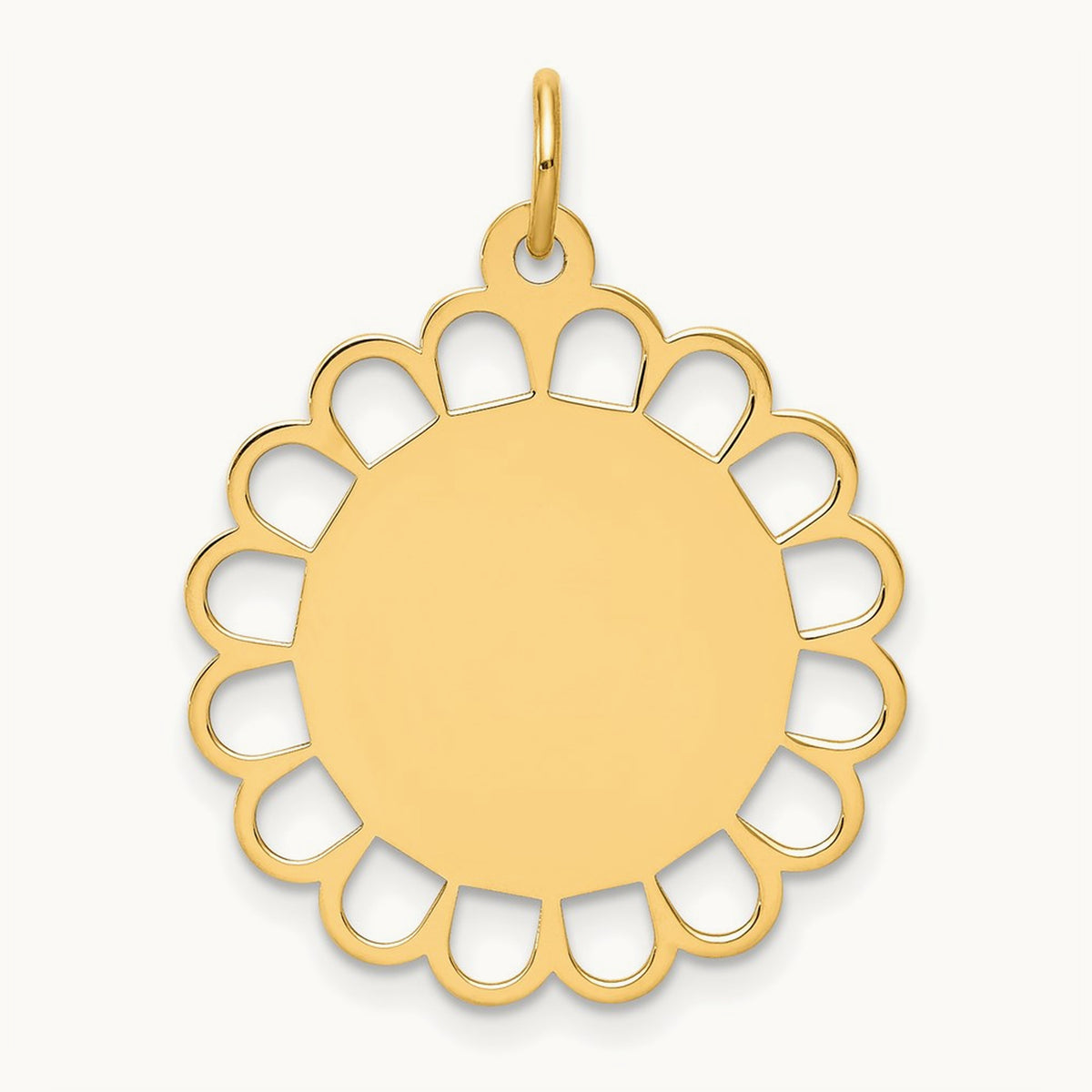 Plain .013 Gauge Engravable Flower Disc Charm — 28mm