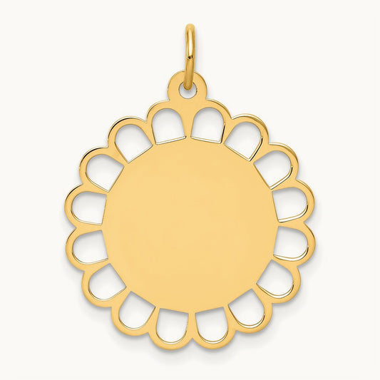 Plain .013 Gauge Engravable Flower Disc Charm — 28mm