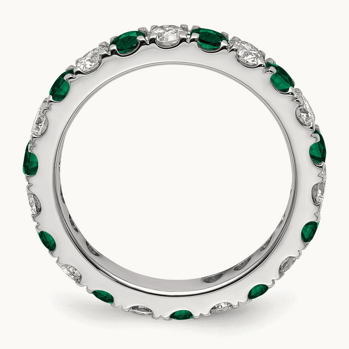 Created Emerald Eternity Band — 14K White Gold, 3.25 mm