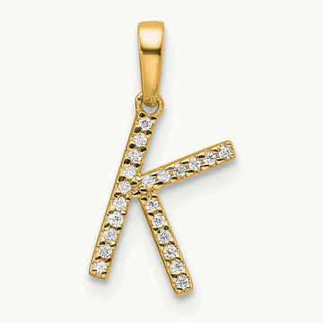 Diamond Letter K Initial Pendant, 14K