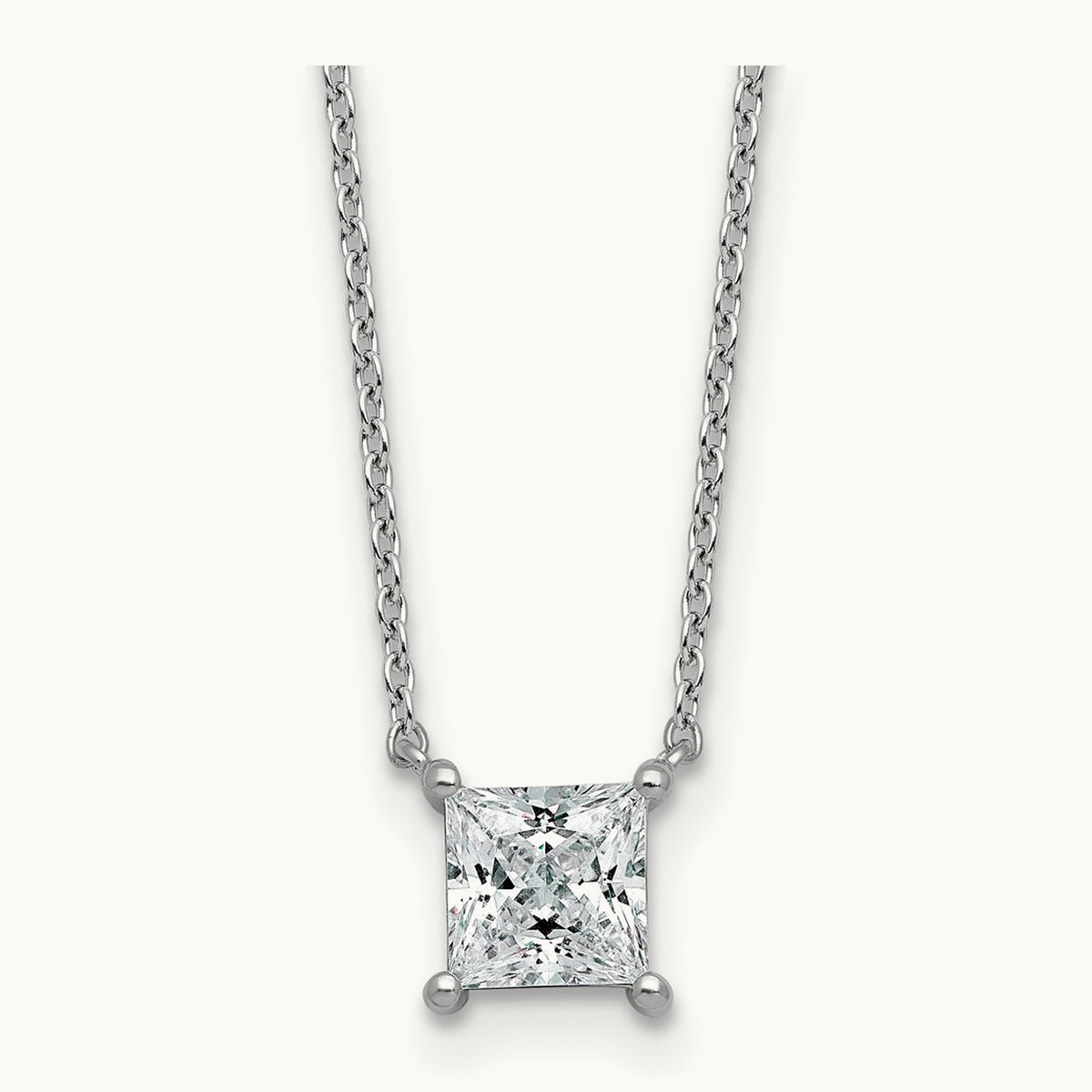 Princess Pendant Necklace, 0.25-4.00 ct tw Lab-Grown Diamond — 1 ct, 14K White Gold