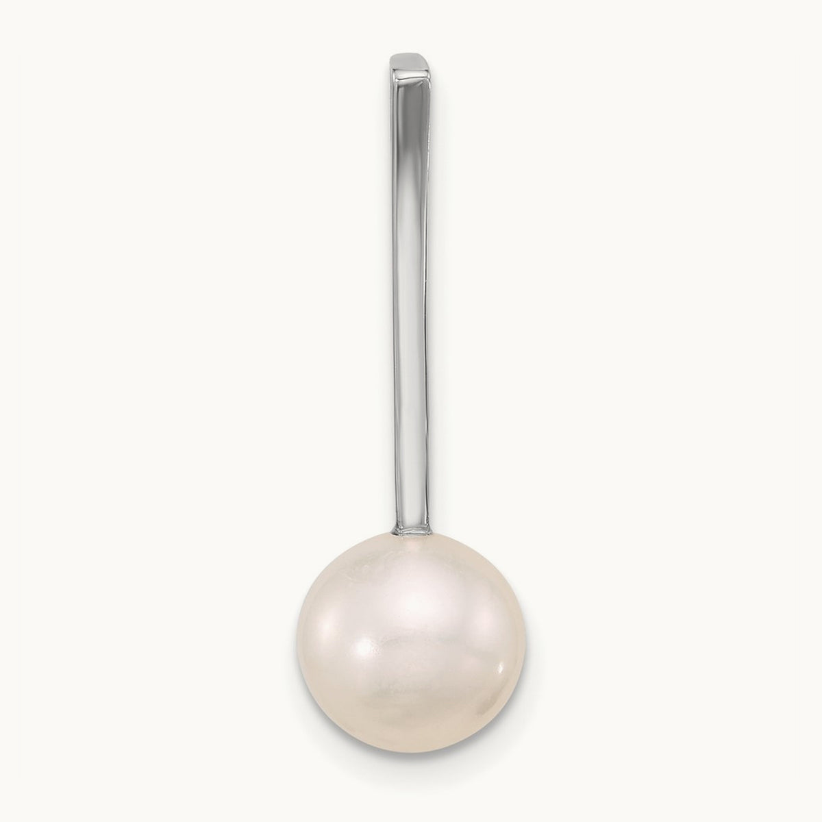 8- Round Freshwater Cultured Pearl Drop Chain Slide, 9mm, 14K White Gold