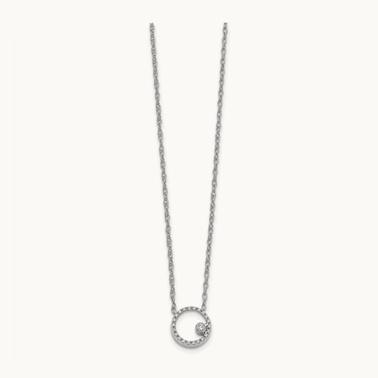 Diamond Open Circle 18 inch Necklace, 14K White Gold