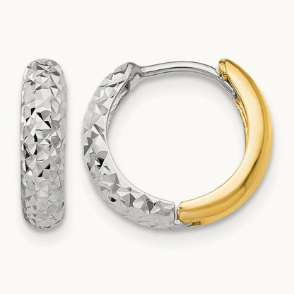 Diamond-cut Hoop Earrings, 14K Two-tone