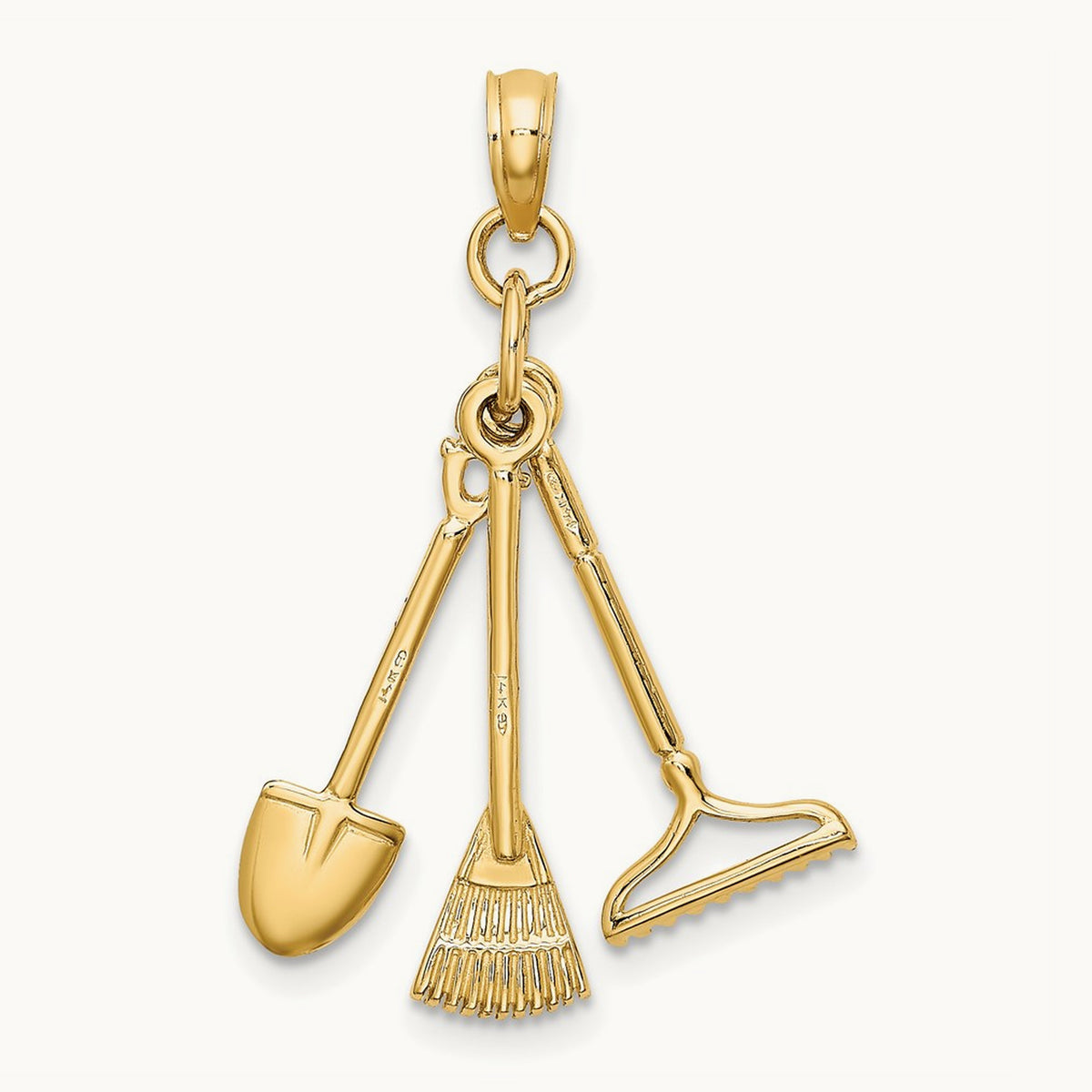 3-D Moveable Garden Tool Collection Charm, 14K