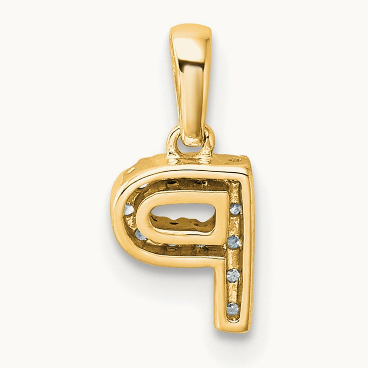 Diamond Initial with Bail Pendant — 14K Yellow Gold, P