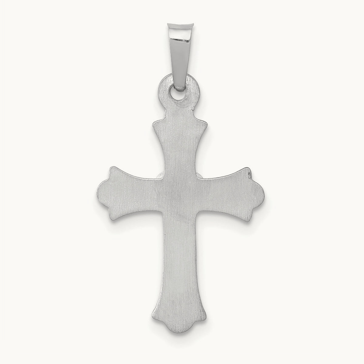 Diamond Fleur De Lis Cross Pendant, 14K White Gold