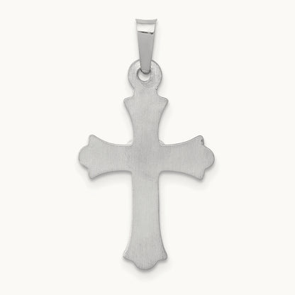 Diamond Fleur De Lis Cross Pendant, 14K White Gold