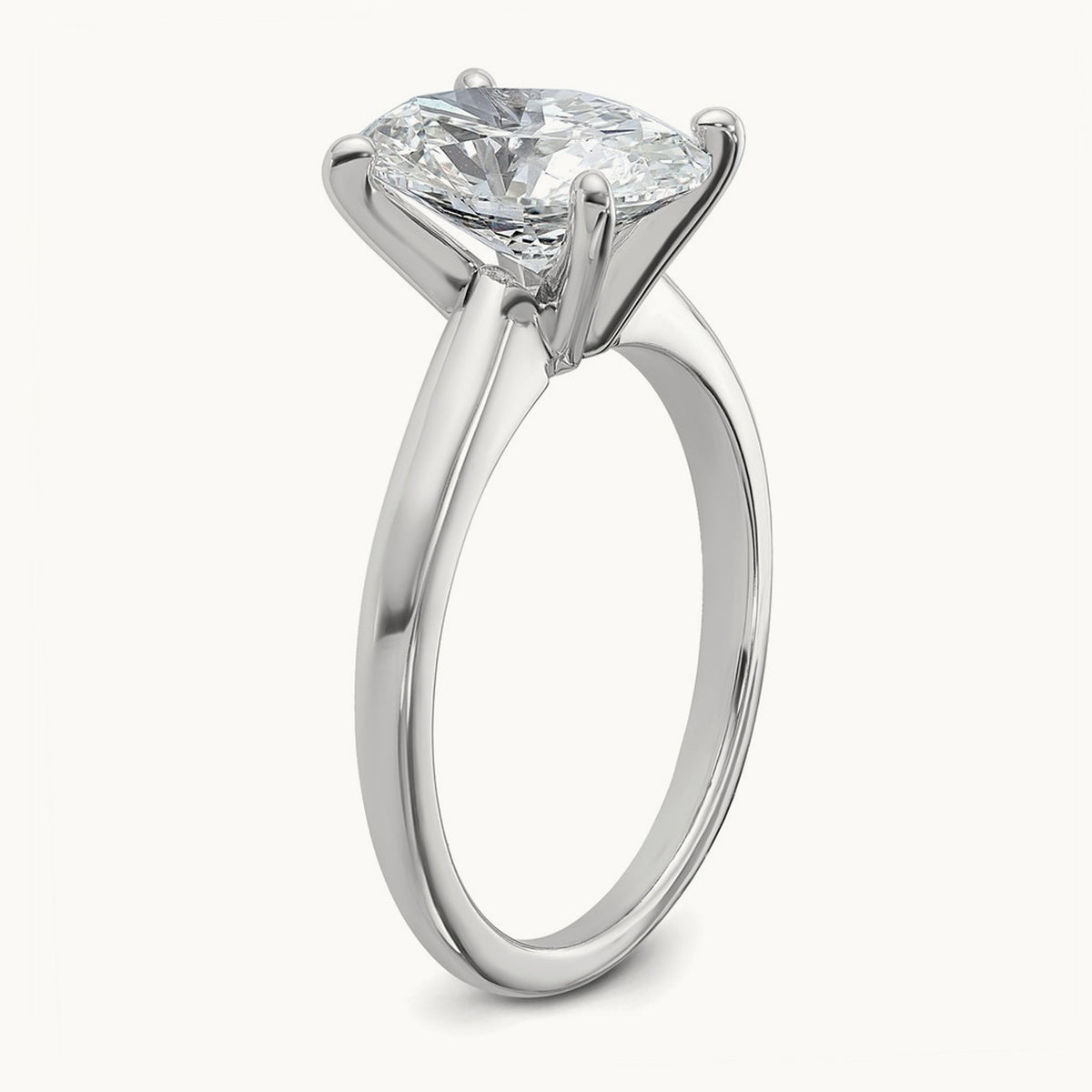 Oval Solitaire Engagement Ring, 0.50-5.00 ct tw Lab-Grown Diamond — 2 1/2 ct, 14K White Gold