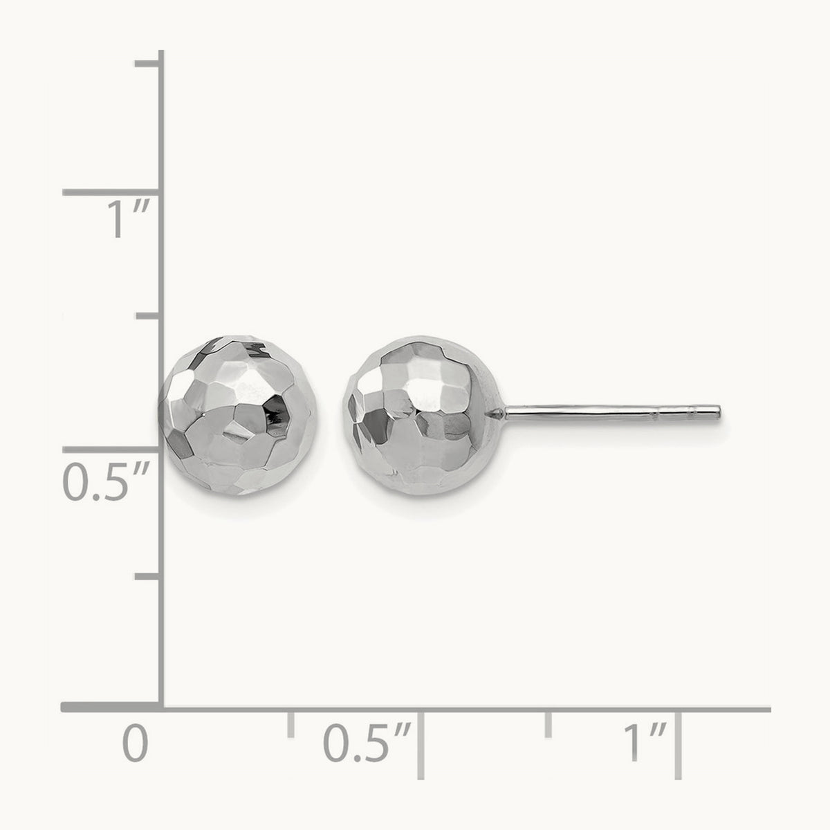 Polished Faceted Post Earrings — 14K White Gold
