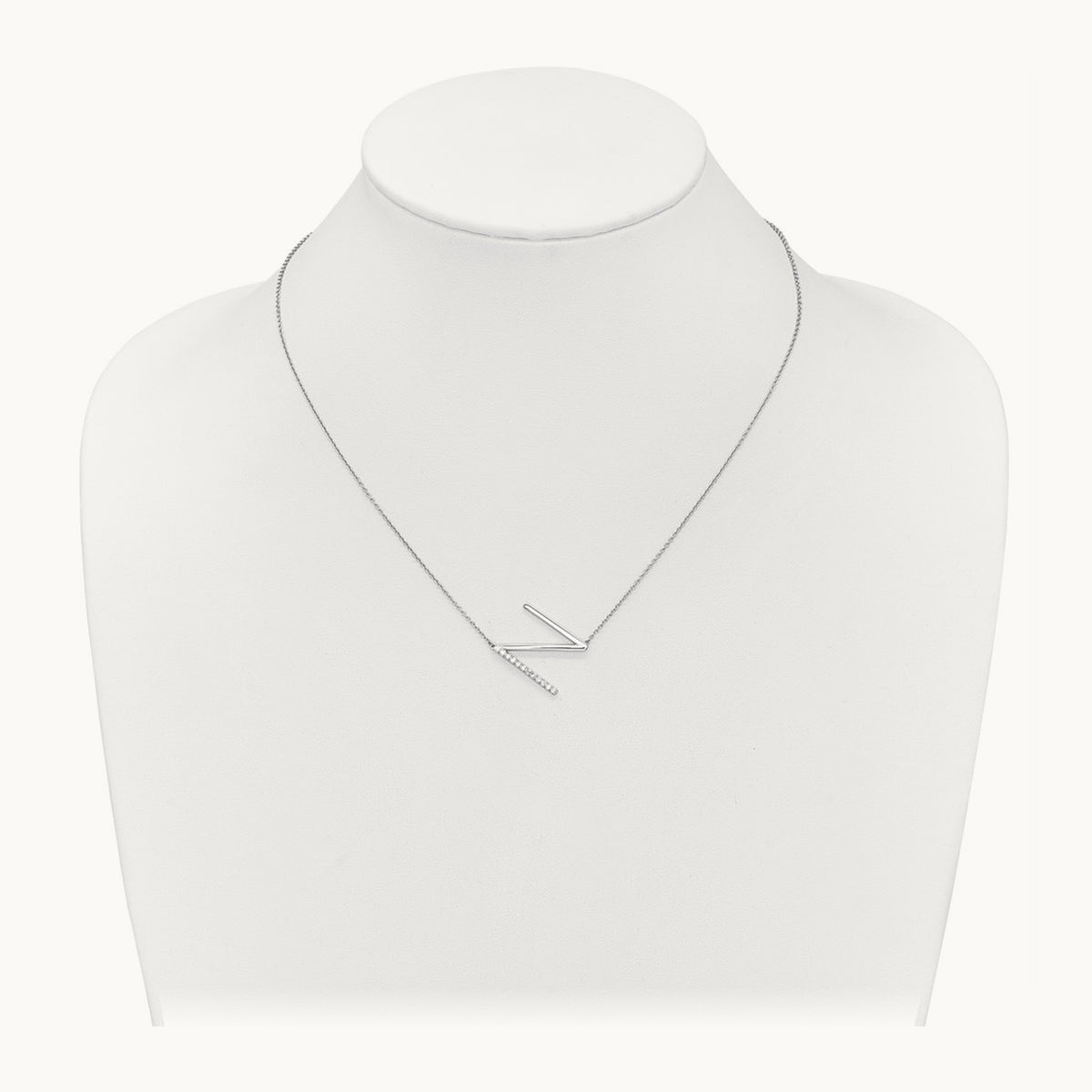 Sideways Diamond Necklace — 14K White Gold, N