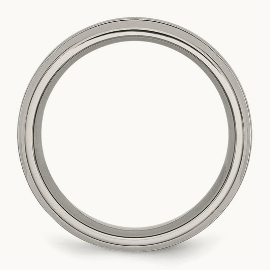 Brushed and Polished Grooved Band, 8mm, Titanium