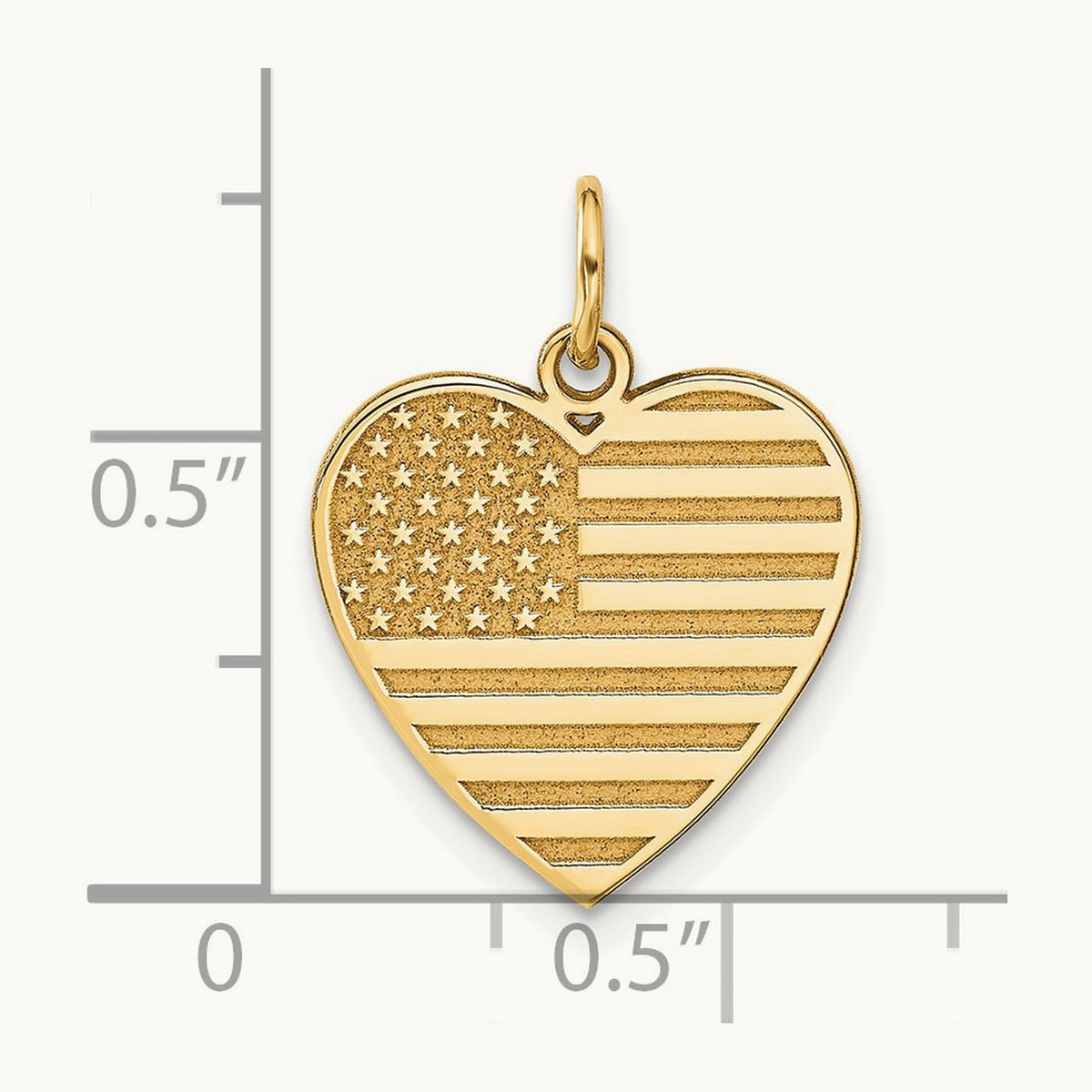 Flag Heart Charm, 14K