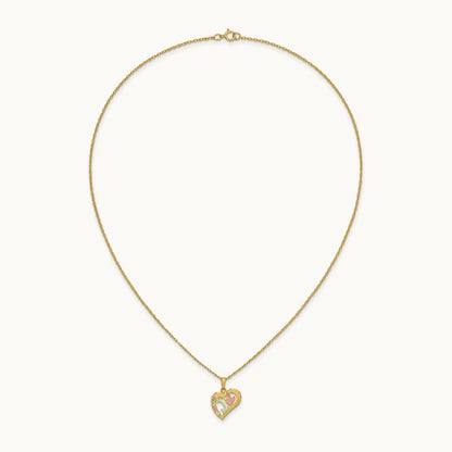 Black Hills Gold Hummingbird in Heart Necklace