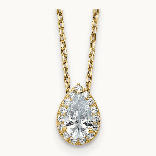 Halo Pendant Necklace, 2.25 ct tw Lab-Grown Diamond — 14K Yellow Gold, One Size