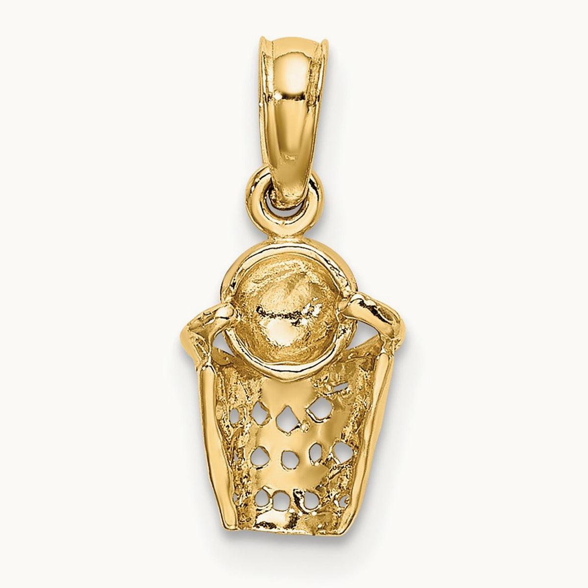 Basketball w/Net Charm, 14K