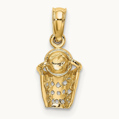 Basketball w/Net Charm, 14K