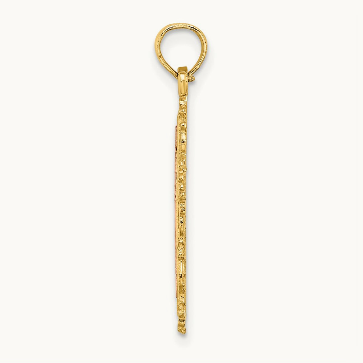 Cross with Lace Trim Charm — 14K Two-Tone Gold
