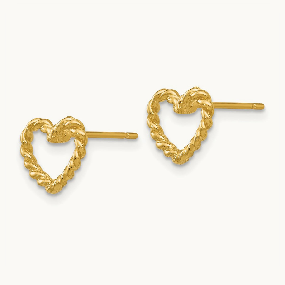 Heart Post Earrings, 14K