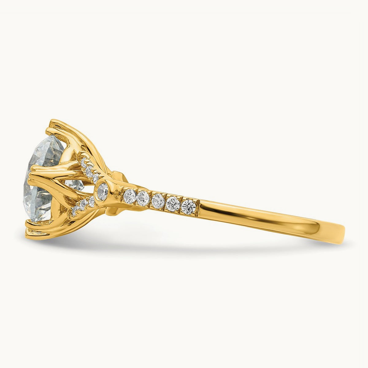 Gold Round Semi-Mount Engagement Ring — 1 1/2 ct, 7