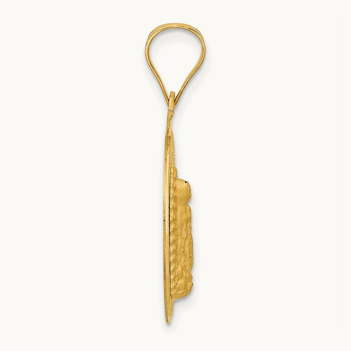 Polished Diamond-cut Lady Of Guadalupe Circle Pendant — 14K Yellow Gold, 28.5mm