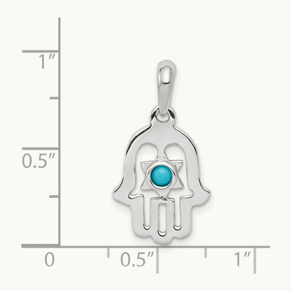Turquoise Chamseh Pendant — 14K White Gold