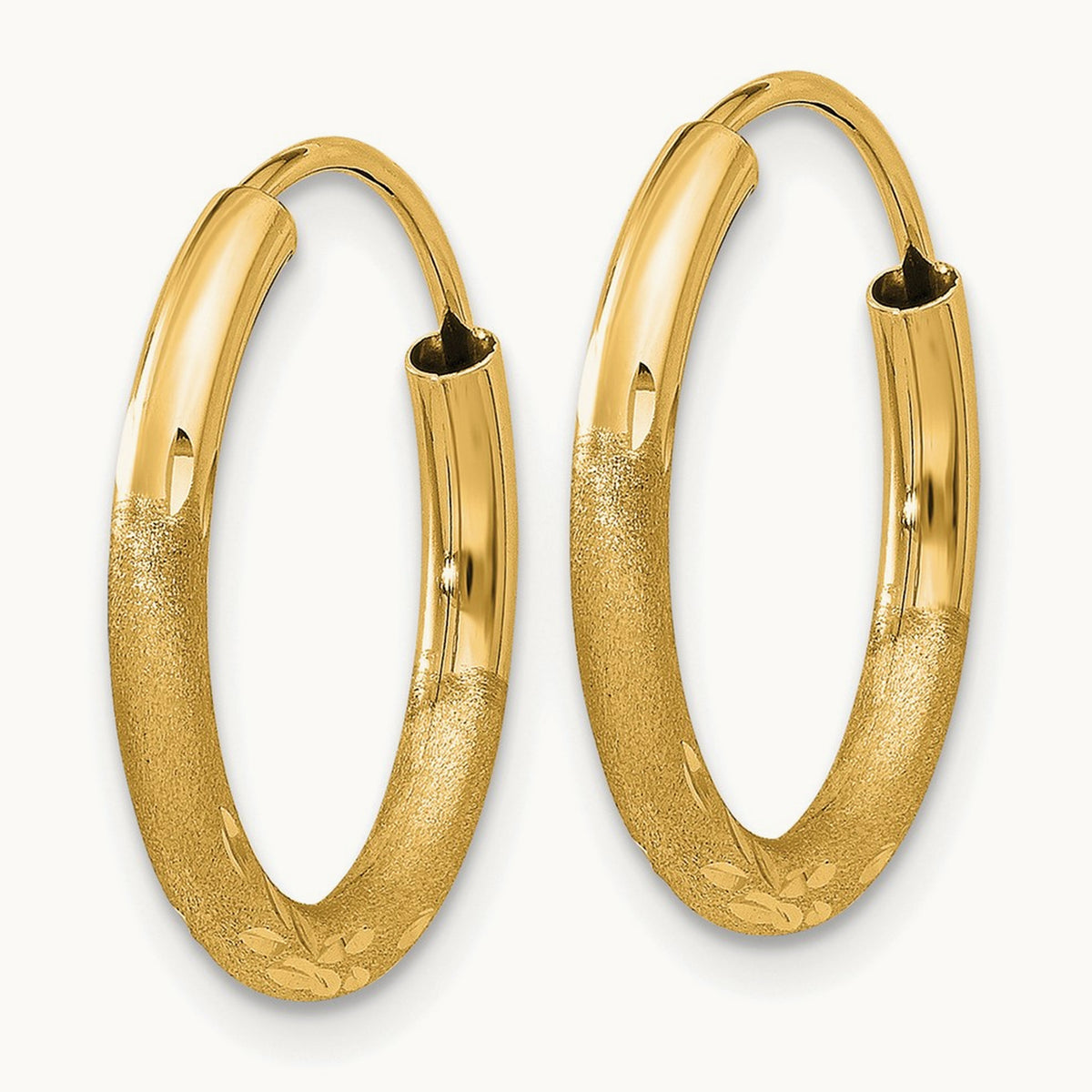 Satin Diamond-cut Endless Hoop Earrings — 16mm, 2mm