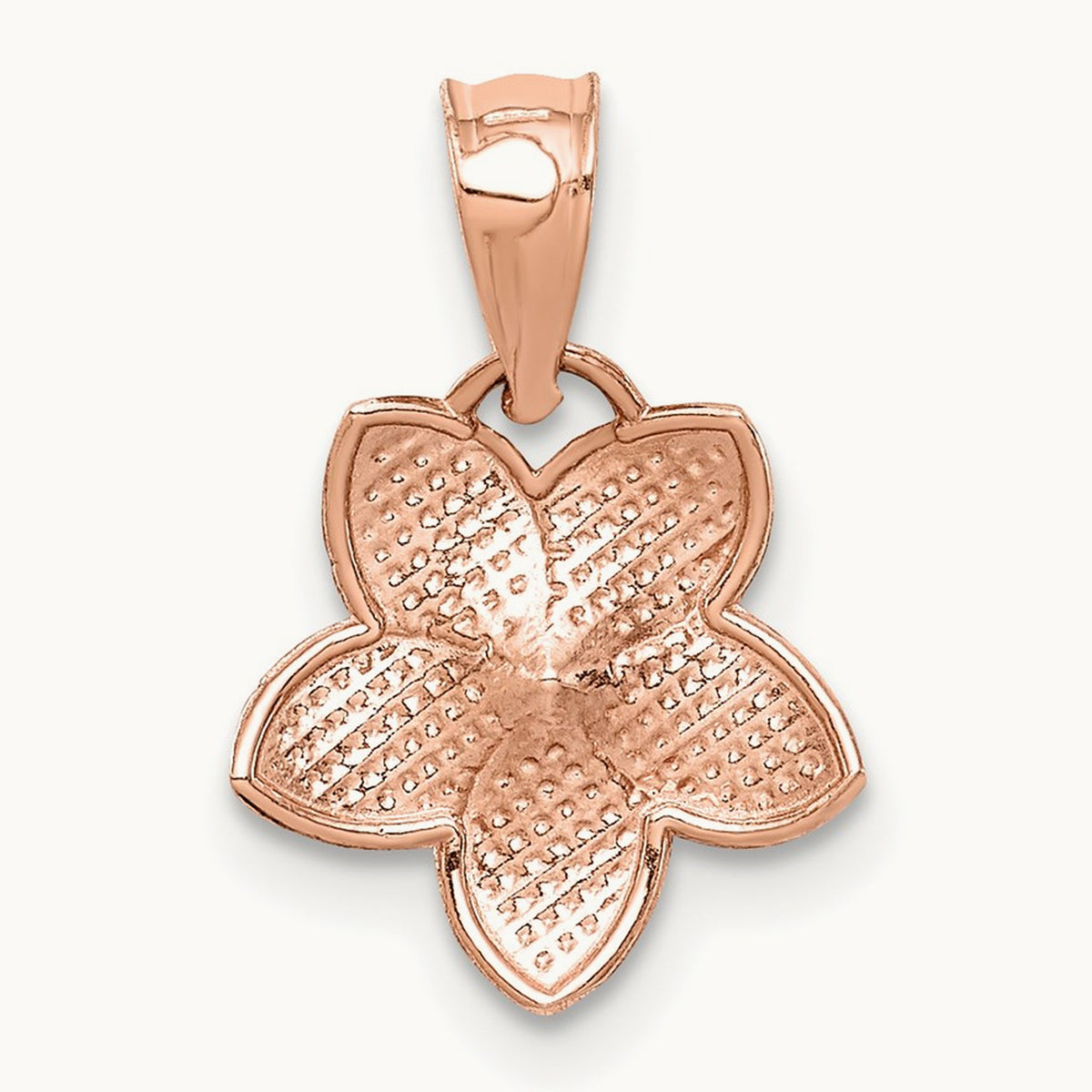 Polished Mini Plumeria Pendant — 14K Rose Gold