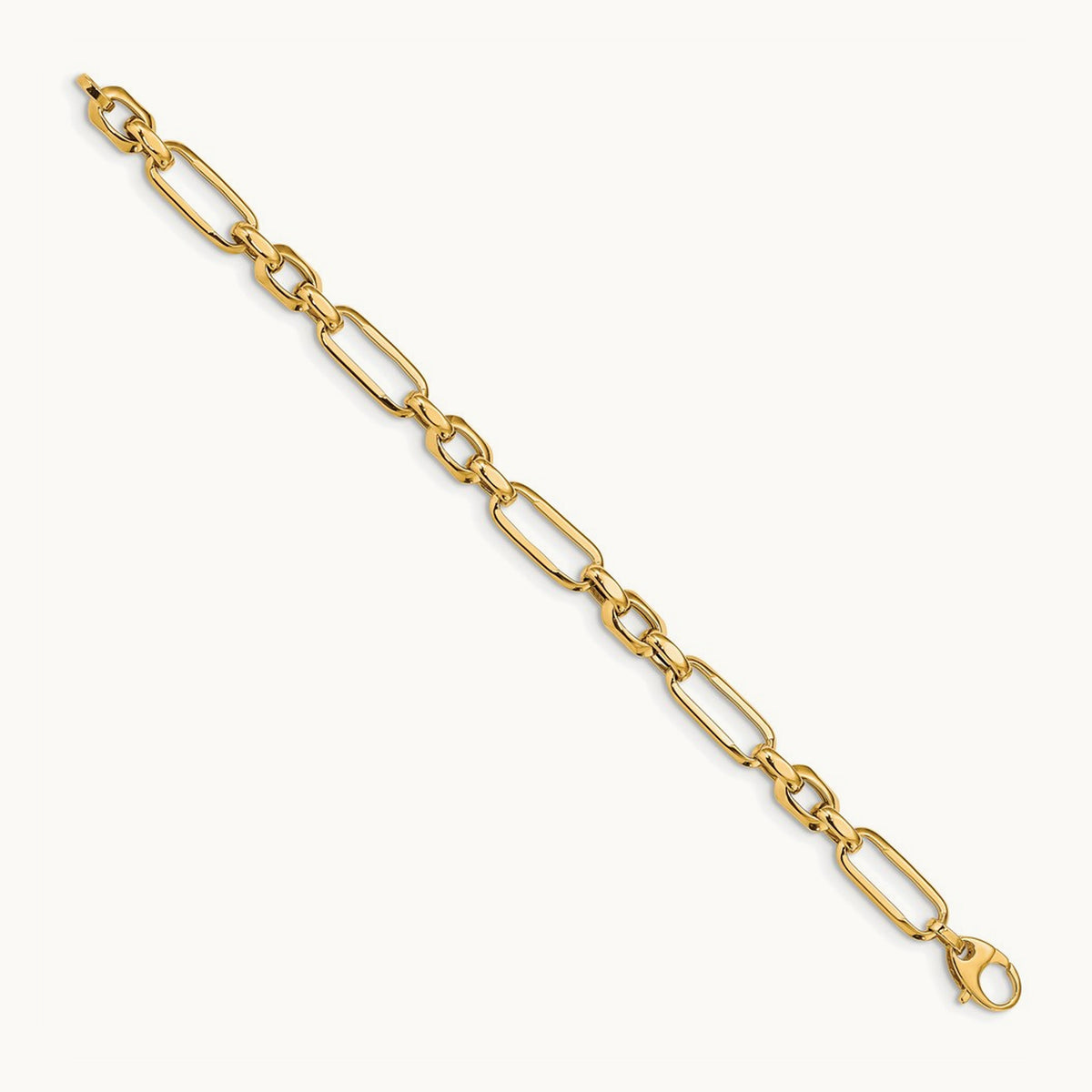 Polished Fancy Link Bracelet, 14K