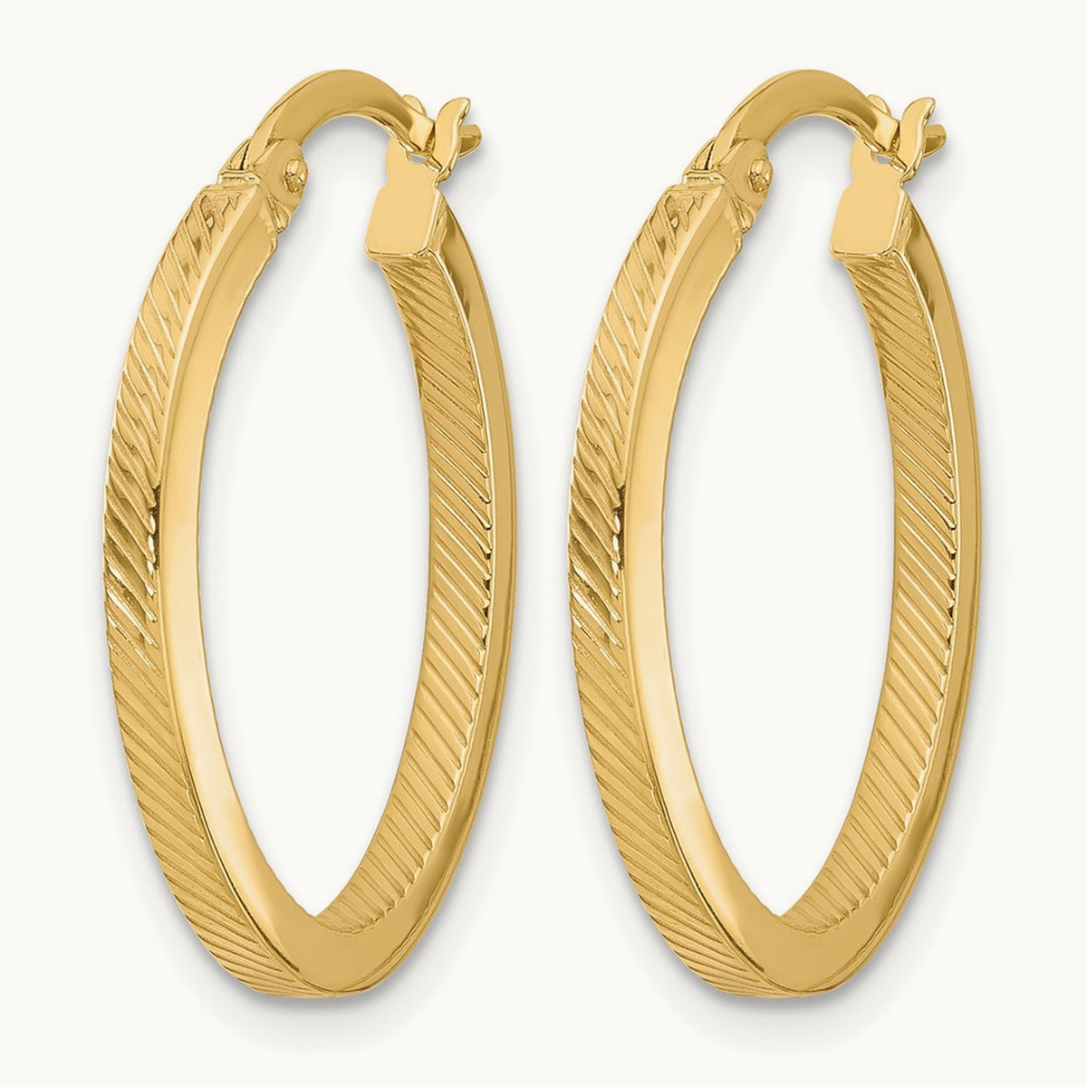 Polished and Textured Oval Hoop Earrings — Leslie's — 25mm