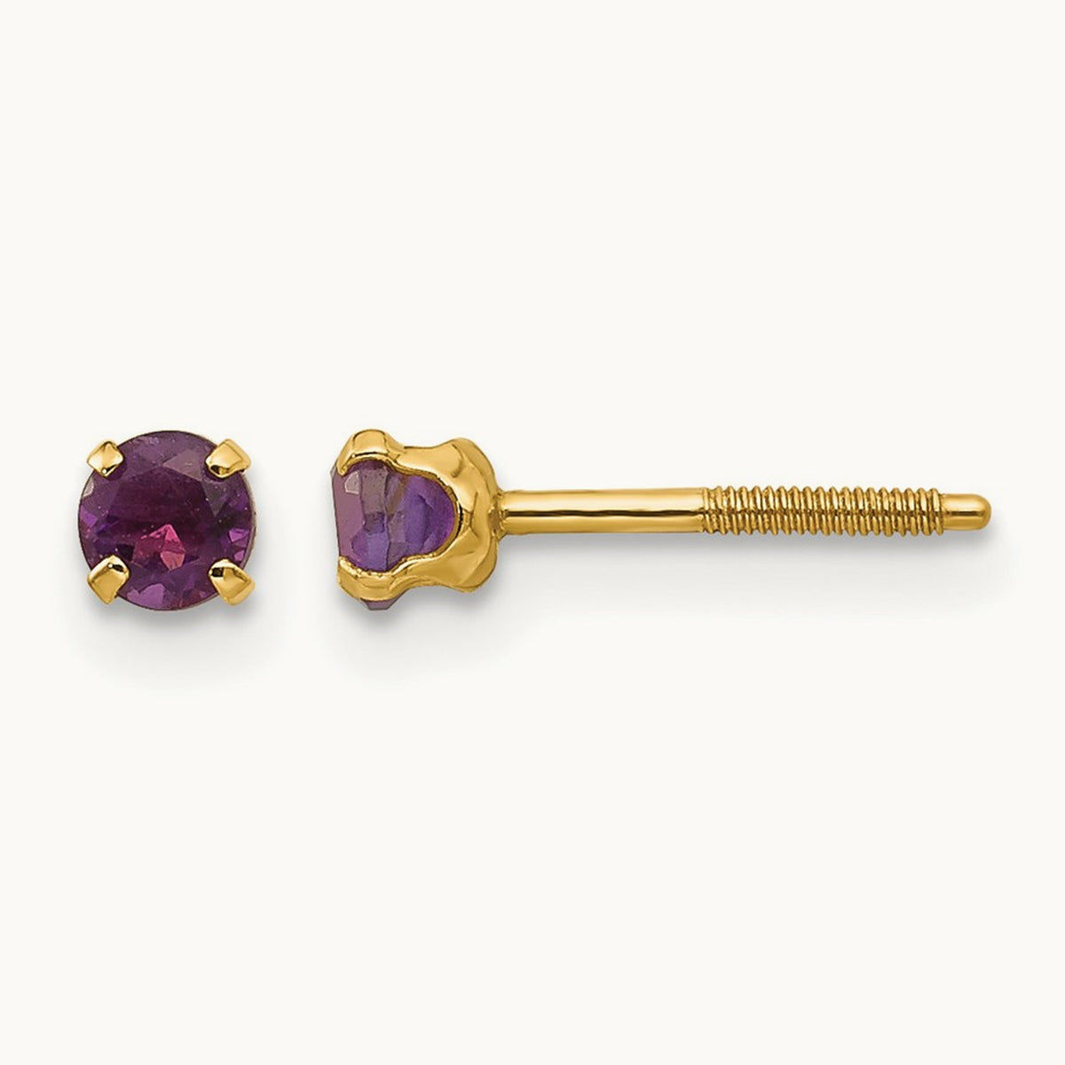 Madi K Amethyst Earrings, 3mm, 14K