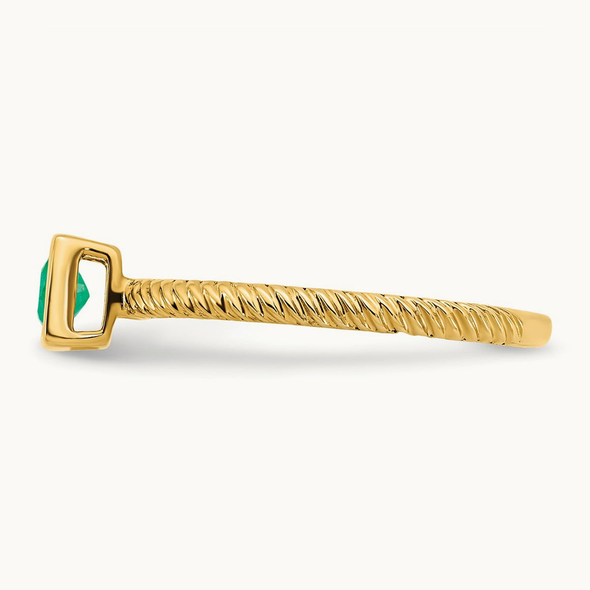 Square Bezel Emerald Ring, 14K