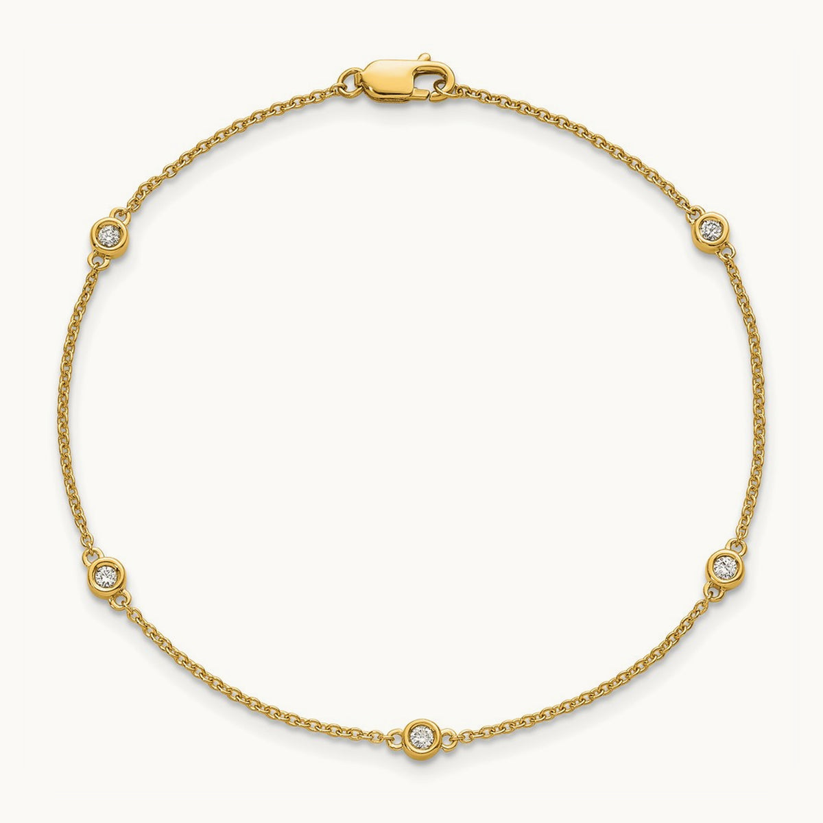 Diamond Station Cable Bracelet — 14K Yellow Gold